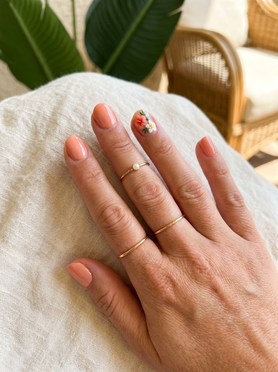 Tropical Flower Accent Nails als Nägel Inspiration Urlaub Inspiration 2026